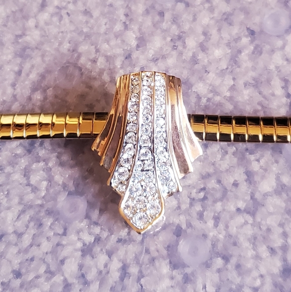 Women's yellow metal necklace with enhancer - Picture 1 of 2